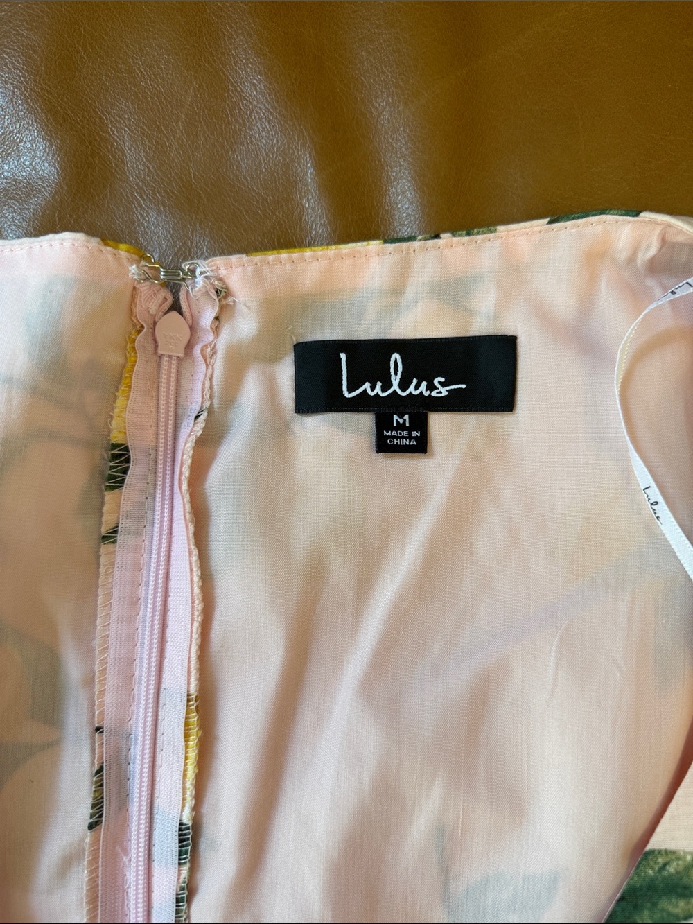 NWT Lulus Squeeze the Day Lemon Print Puff Sleeve Skater Dress Medium Light Pink - Picture 5 of 6